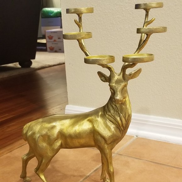 Pottery Barn Accents Rare Gold Pottery Barn Reindeer Deer